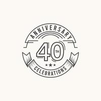 Illustrazione di progettazione del modello di vettore di logo della celebrazione di anniversario di 40 anni