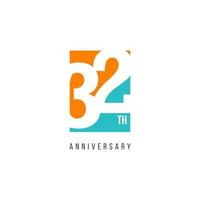 32 ° anniversario celebrazione logo modello disegno vettoriale illustrazione