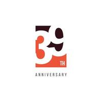 39 ° anniversario celebrazione logo modello disegno vettoriale illustrazione