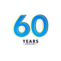 Illustrazione eccellente di progettazione del modello di vettore del trattino blu di celebrazione di anniversario di 60 anni eccellente