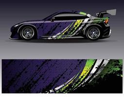 vettore di disegno dell'involucro dell'auto. grafica astratta stripe racing kit di sfondo disegni per avvolgere veicoli da corsa auto da rally avventura e livrea