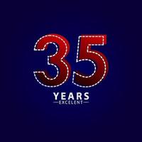 35 anni eccellente anniversario celebrazione linea rossa tratteggiata modello vettoriale illustrazione design