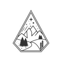 retrò Vintage ▾ montagna mare avventura logo design vettore