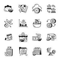 collezione di investimento mano disegnato icone vettore
