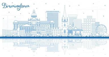 schema Birmingham UK città orizzonte con blu edifici e riflessi. vettore illustrazione. Birmingham paesaggio urbano con punti di riferimento.
