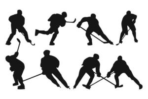 hockey vettore collezione nel silhouette stile con diverso stili e forme, in esecuzione hockey silhouette vettore isolato su bianca sfondo