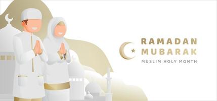 Ramadan musulmano orizzontale bandiera modello 2 vettore