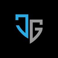 jg astratto monogramma logo design su nero sfondo. jg creativo iniziali lettera logo concetto. vettore