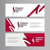 illustrazione felice di progettazione del modello di vettore del mercato creativo della celebrazione del giorno dell'indipendenza di singapore