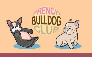 bello francese bulldog cartone animato cane personaggio isolato vettore