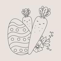 Pasqua uovo e carota linea arte illustrazione vettore
