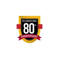 80 ° anniversario celebrazioni oro nero bianco modello vettoriale illustrazione design