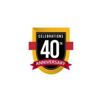 40 ° anniversario celebrazioni oro bianco nero modello vettoriale illustrazione design