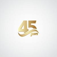 Illustrazione di progettazione del modello di vettore di logo dell'oro elegante di celebrazione di anniversario di 45 anni