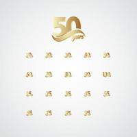 Illustrazione di progettazione del modello di vettore di logo dell'oro elegante celebrazione di anniversario di 50 anni