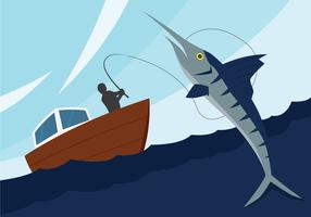 Illustrazione di pesca del pesce spada vettore