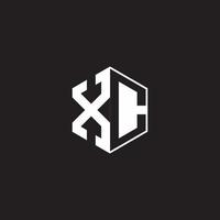 xc logo monogramma esagono con nero sfondo negativo spazio stile vettore