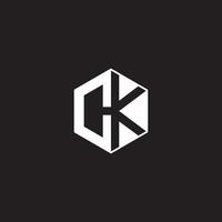 ck logo monogramma esagono con nero sfondo negativo spazio stile vettore