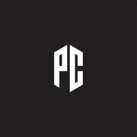 pc logo monogramma con esagono forma stile design modello vettore