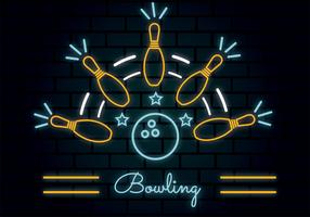 Disegno vettoriale di bowling al neon