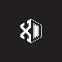 xo logo monogramma esagono con nero sfondo negativo spazio stile vettore