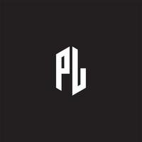 pl logo monogramma con esagono forma stile design modello vettore