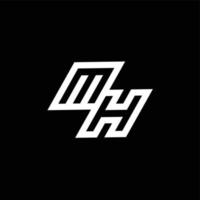 mh logo monogramma con su per giù stile negativo spazio design modello vettore