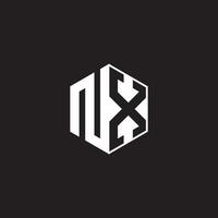 nx logo monogramma esagono con nero sfondo negativo spazio stile vettore