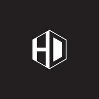 HD logo monogramma esagono con nero sfondo negativo spazio stile vettore