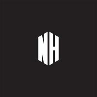 nh logo monogramma con esagono forma stile design modello vettore