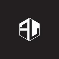 fl logo monogramma esagono con nero sfondo negativo spazio stile vettore