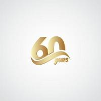 Illustrazione di progettazione del modello di vettore di logo dell'oro elegante di celebrazione di anniversario di 60 anni