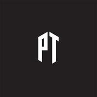 pt logo monogramma con esagono forma stile design modello vettore