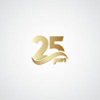 Illustrazione di progettazione del modello di vettore di logo dell'oro elegante celebrazione di anniversario di 25 anni