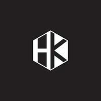HK logo monogramma esagono con nero sfondo negativo spazio stile vettore