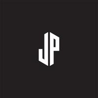jp logo monogramma con esagono forma stile design modello vettore