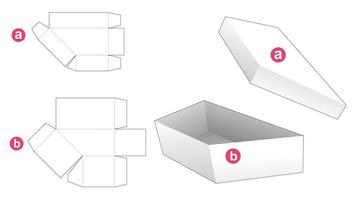 semplice scatola di forma trapezoidale e modello di coperchio fustellato vettore