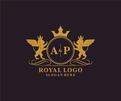 iniziale ap lettera Leone reale lusso stemma araldico logo modello nel vettore arte per ristorante, regalità, boutique, bar, Hotel, araldico, gioielleria, moda e altro vettore illustrazione.