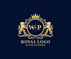 iniziale wp lettera Leone reale lusso logo modello nel vettore arte per ristorante, regalità, boutique, bar, Hotel, araldico, gioielleria, moda e altro vettore illustrazione.