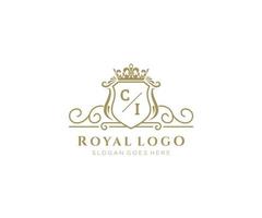 iniziale ci lettera lussuoso marca logo modello, per ristorante, regalità, boutique, bar, Hotel, araldico, gioielleria, moda e altro vettore illustrazione.