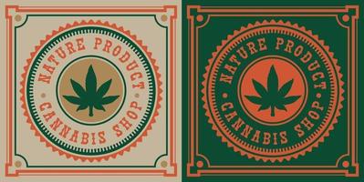 emblema vintage della foglia di cannabis vettore