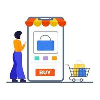 acquista il concetto di negozio online o mobile vettore