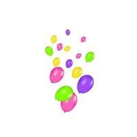 composizione in colori di palloncini realistici vettoriali isolati su sfondo bianco. palloncini isolati. per biglietti di auguri di compleanno o altri disegni