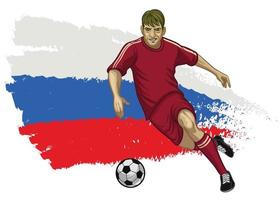 Russia calcio giocatore con bandiera un' S un' sfondo vettore