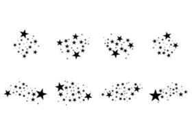 set di stelle cadenti. nuvola di stelle isolato su sfondo bianco. illustrazione vettoriale. meteoroide, cometa, asteroide, stelle vettore