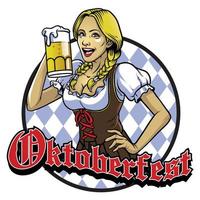 bavarese ragazza con un' bicchiere di birra festeggiare oktoberfest vettore