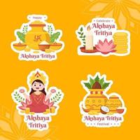 akshaya tritiya Festival etichetta piatto cartone animato mano disegnato modelli sfondo illustrazione vettore