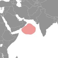arabo mare su il mondo carta geografica. vettore illustrazione.