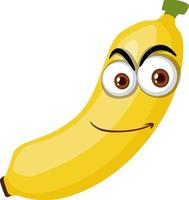 personaggio dei cartoni animati di banana con espressione faccia felice su sfondo bianco vettore