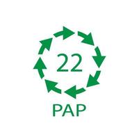 simbolo di riciclaggio della carta pap 22. illustrazione vettoriale. vettore